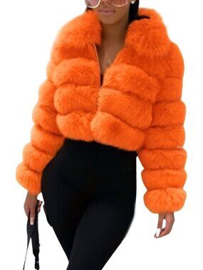 Cozy Cropped Fluffy Faux Fur Puffer Jacket - Warm Winter Teddy Coat for Women
